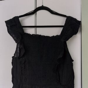 Old Navy Black Flutter Sleeve Smocked Blouse